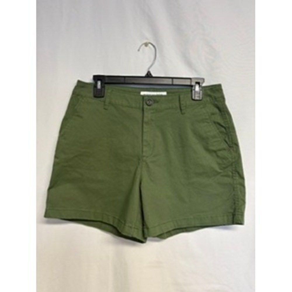 Amazon Essentials Women Olive Green Chino Shorts Size 12 Stretch Twill Casual